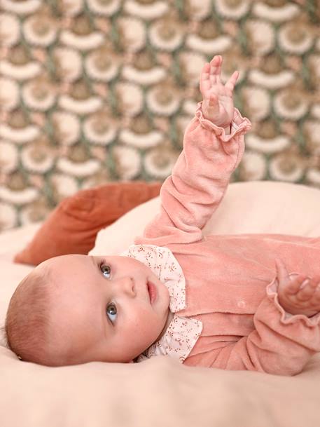 Aanpasbaar fluwelen slaappakje voor baby met kraag roze (poederkleur) - vertbaudet enfant 