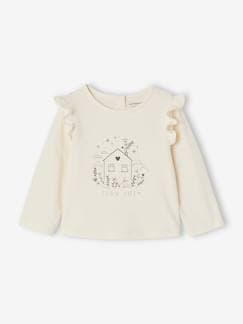 Baby-T-shirt, souspull-Babyshirt met print en volants