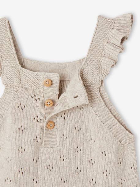 Tuinbroek van tricot baby's met schouderbandje en ruches gemêleerd beige - vertbaudet enfant 