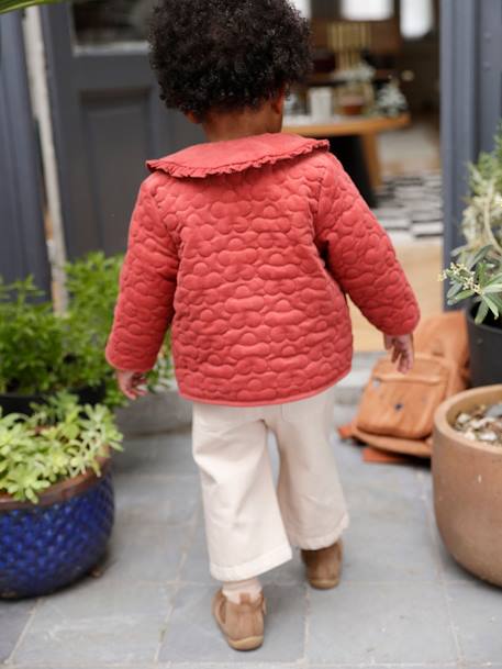 Fluwelen gewatteerd meisjesvest met sherpavoering terracotta - vertbaudet enfant 