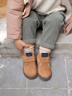 Schoenen-Baby schoenen 17-26-Loopt jongen 19-26-Leren babylaarsjes met klittenband