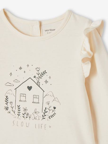 Babyshirt met print en volants ecru - vertbaudet enfant 