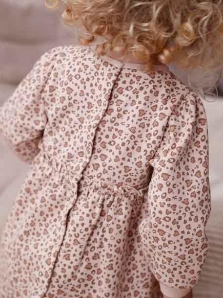 Babyjurk van molton beige (poederkleur)+goudbeige+nachtblauw - vertbaudet enfant 