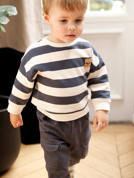 Set gestreepte sweater + battlebroek babyjongen leiblauw - vertbaudet enfant 