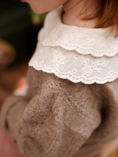 Baby-Trui, vest, sweater-Geborduurde trui met gebreide kraag voor babymeisjes