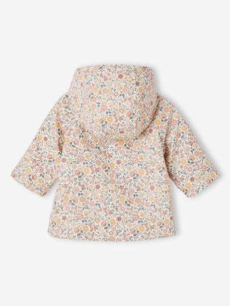 Regenjas met capuchon voor babymeisjes met bloemenprint en voering roze, bedrukt - vertbaudet enfant 