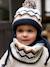 Set babymeisje muts met oortjes + snood + wanten in jacquard marineblauw - vertbaudet enfant 