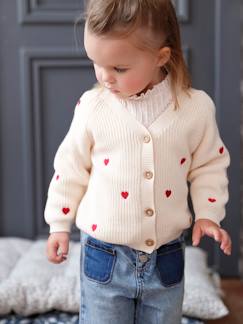 Baby-Trui, vest, sweater-Babyvestje met borduursel en V-hals van Engels ribbreisel