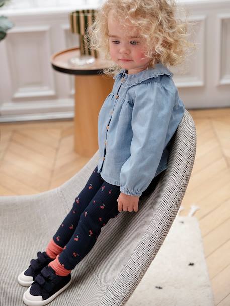 Babyblouse van lichte denim gebleekt denim - vertbaudet enfant 