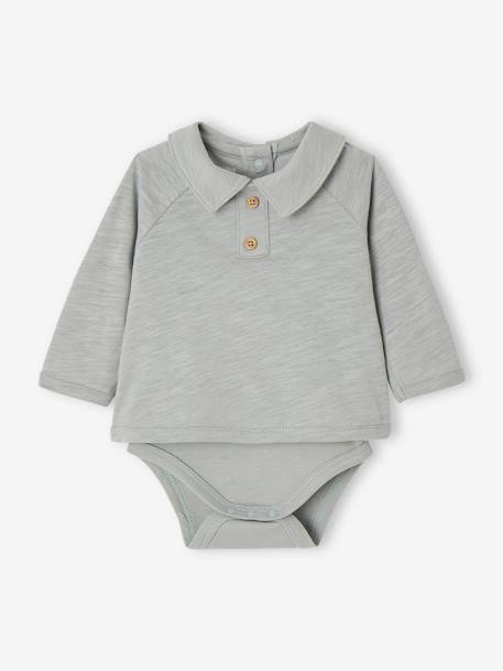 Geboorte rompershirt met lange mouwen saliegroen - vertbaudet enfant 