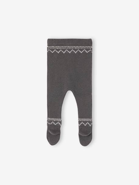 Broek met voetjes van jacquard tricot baby leiblauw - vertbaudet enfant 