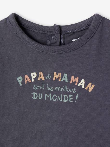 T-shirt met tekst voor baby's van biokatoen leiblauw - vertbaudet enfant 