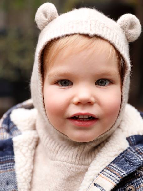 Bivakmuts met slabbetje voor babymeisjes gemêleerd beige+lichtroze - vertbaudet enfant 