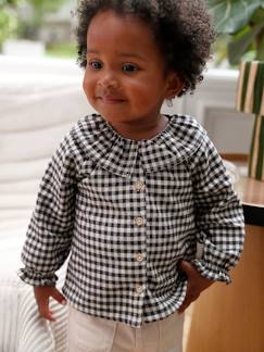 Baby-Overhemd, blouse-Babyblouse met kraagje en ruitmotief babymeisje