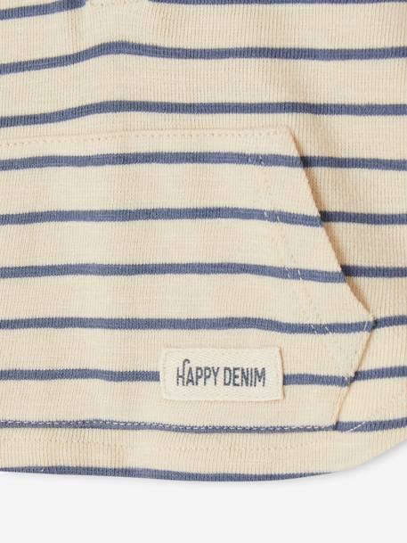 Gestreept T-shirt met capuchon jongensbaby zandbeige - vertbaudet enfant 