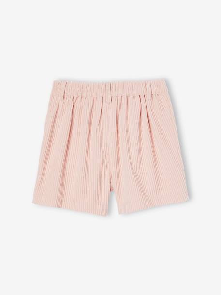 Fluwelen meisjesshort met zakken met festons marineblauw+roze (poederkleur) - vertbaudet enfant 