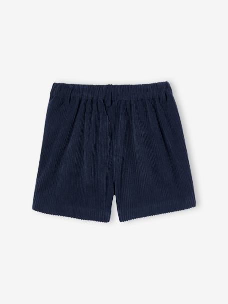 Fluwelen meisjesshort met zakken met festons marineblauw+roze (poederkleur) - vertbaudet enfant 