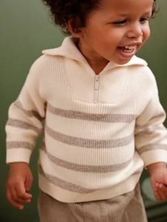 Baby-Trui, vest, sweater-Trui-Gestreepte babytrui met rits en truckerskraag