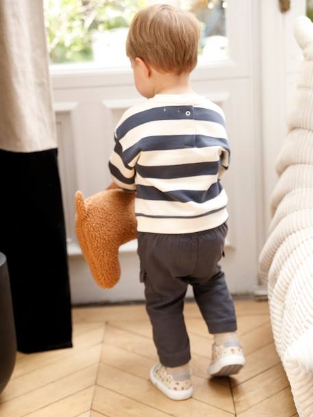 Set gestreepte sweater + battlebroek babyjongen leiblauw - vertbaudet enfant 