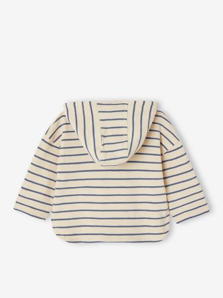 Gestreept T-shirt met capuchon jongensbaby zandbeige - vertbaudet enfant 