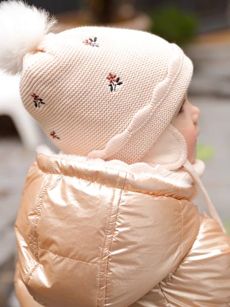 Set van babymeisjes muts + snood + wanten beige (poederkleur) - vertbaudet enfant 