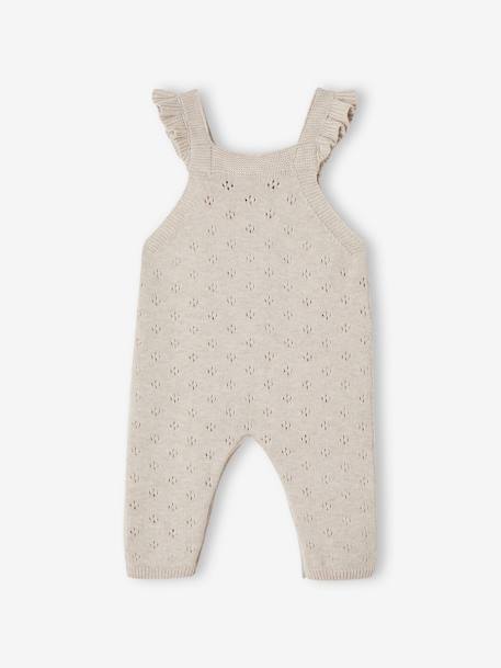 Tuinbroek van tricot baby's met schouderbandje en ruches gemêleerd beige - vertbaudet enfant 