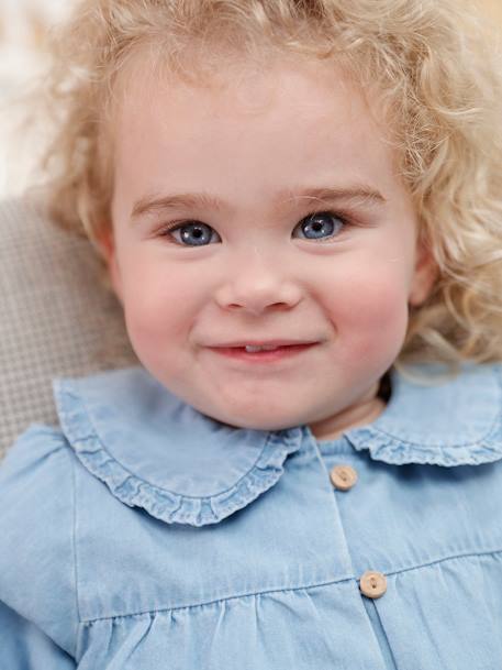 Babyblouse van lichte denim gebleekt denim - vertbaudet enfant 