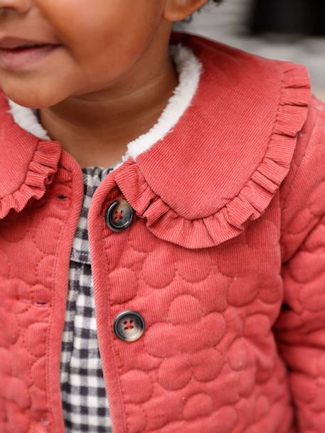 Fluwelen gewatteerd meisjesvest met sherpavoering terracotta - vertbaudet enfant 