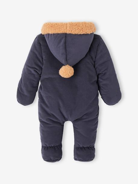 Fluwelen kruippakje baby's met sherpavoering marineblauw - vertbaudet enfant 