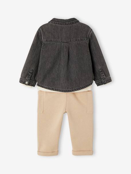 Set blouse + T-shirt + broek baby denimgrijs - vertbaudet enfant 