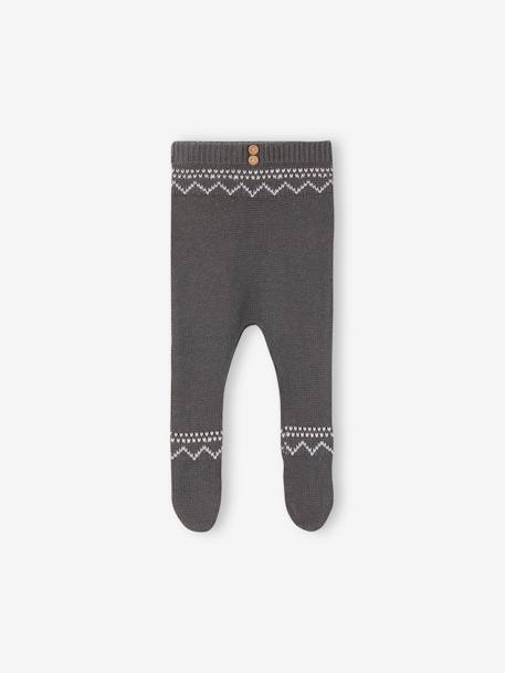 Broek met voetjes van jacquard tricot baby leiblauw - vertbaudet enfant 