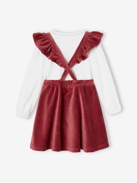 Fluwelen meisjes t-shirt en rok met ruches pruim - vertbaudet enfant 