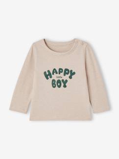 Baby-T-shirt, souspull-T-shirt-Zacht babyshirt met fijne strepen en drukknoopsluiting op de schouder