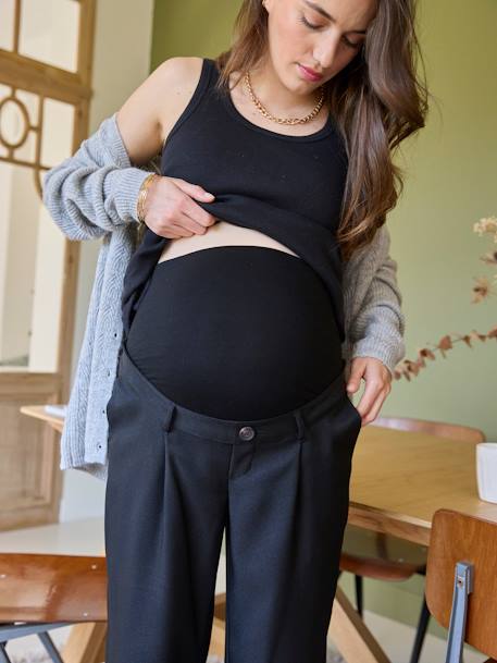 Citybroek met wijde snit voor zwangere vrouwen grijs+zwart - vertbaudet enfant 