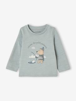 Baby-T-shirt, souspull-Babyshirt met berenprint en drukknoop op de schouder