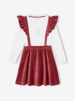 Fluwelen meisjes t-shirt en rok met ruches  - vertbaudet enfant