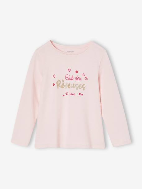 Meisjespyjama BASICS 'Club des rêveuses' glittermotief framboos - vertbaudet enfant 