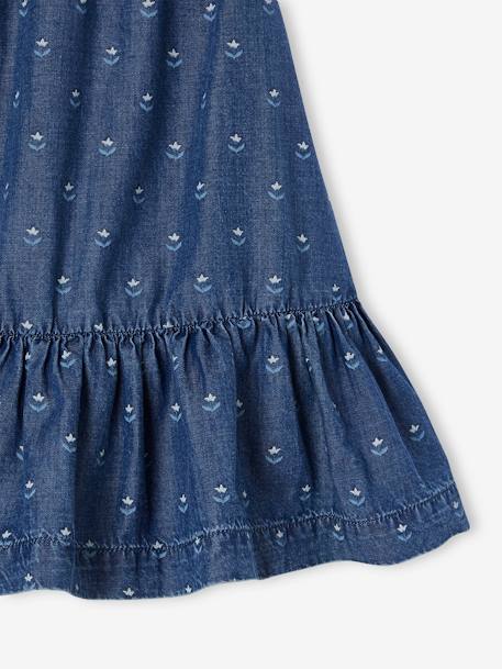 Halflange rok met ruche van licht denim middenblauw - vertbaudet enfant 