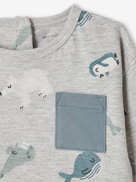 Babyshirt met pooldieren en lange mouwen gemêleerd grijs - vertbaudet enfant 