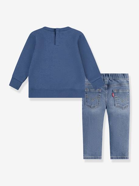 Set sweater + jeans baby LVB Mountain Crew en broek set LEVI'S blauw - vertbaudet enfant 