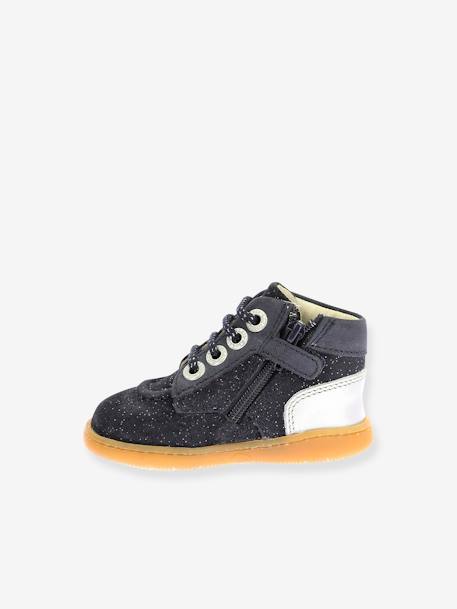 Leren babylaarsjes Kick Iconic KICKERS® zilver - vertbaudet enfant 