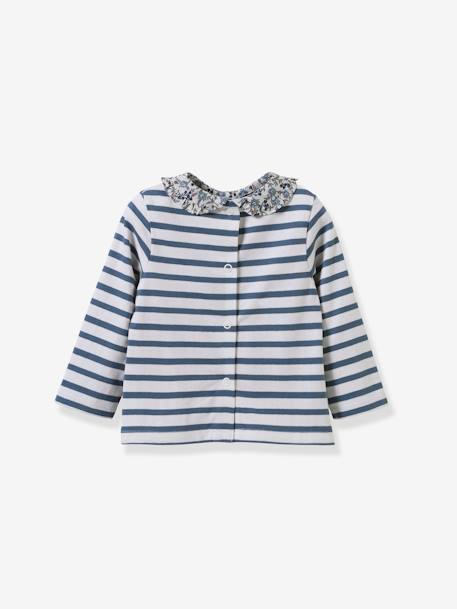 Gestreept babyshirt van Liberty-stof CYRILLUS blauw, gestreept - vertbaudet enfant 