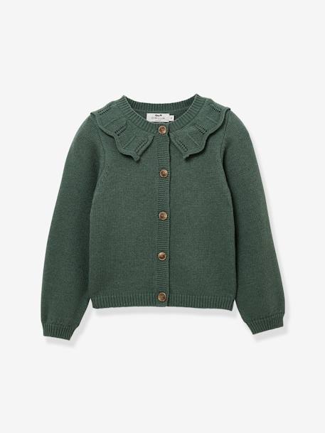 Gebreide cardigan met kraag CYRILLUS groen - vertbaudet enfant 