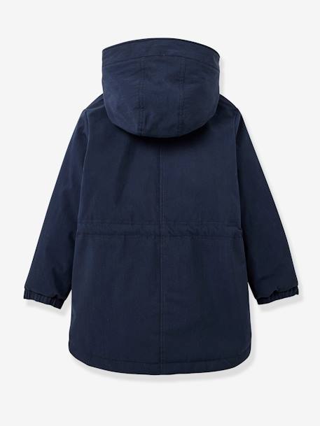 Meisjesparka met voering van imitatiebont CYRILLUS marineblauw+rozen - vertbaudet enfant 