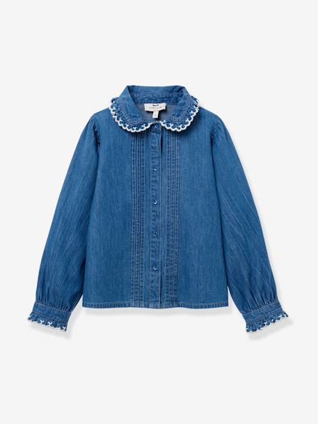 Denim light overhemd voor meisjes CYRILLUS jeansblauw - vertbaudet enfant 