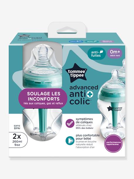 Set van 2 260 ml TOMMEE TIPPEE anti-koliek zuigflessen doorzichtig - vertbaudet enfant 