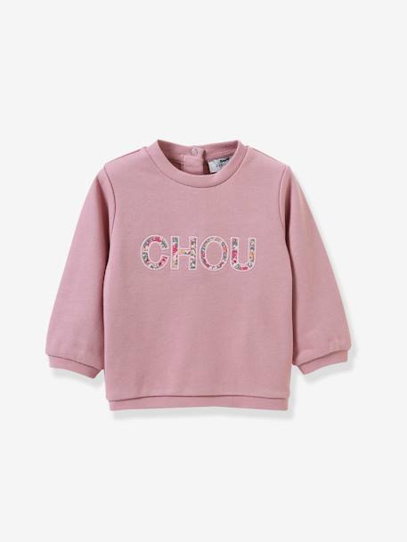 Sweater met letters van Liberty®-stof voor baby's CYRILLUS rozen - vertbaudet enfant 