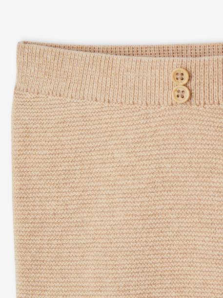 Tricot babybroekje met voetjes katoen/wol gemêleerd beige+wit - vertbaudet enfant 