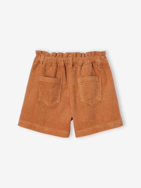 Fluwelen short met paperbag-vorm meisjes groenblauw+kaneel+oudroze - vertbaudet enfant 