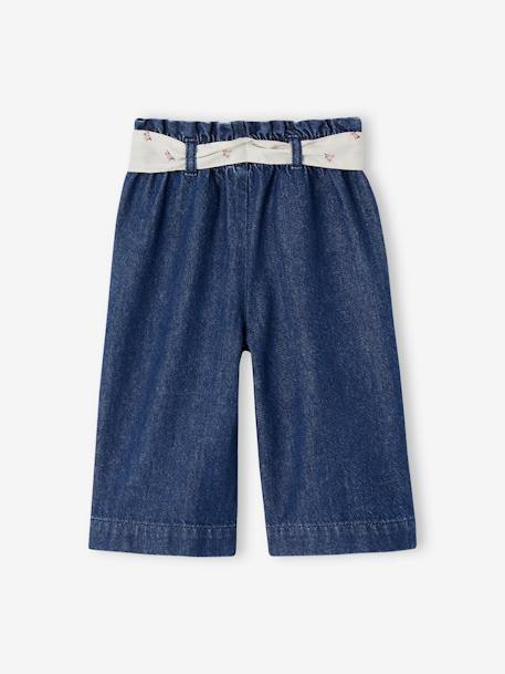 Wijde babyjeans met knoopriem ongewassen denim - vertbaudet enfant 